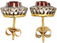 18ct Gold, Fire Opal & Diamond Cluster Earrings
