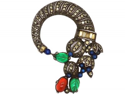 Art Deco Siver, Marcasite & Paste Brooch