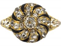 Victorian 18ct gold, Diamond and Black Enamel Memorial Ring