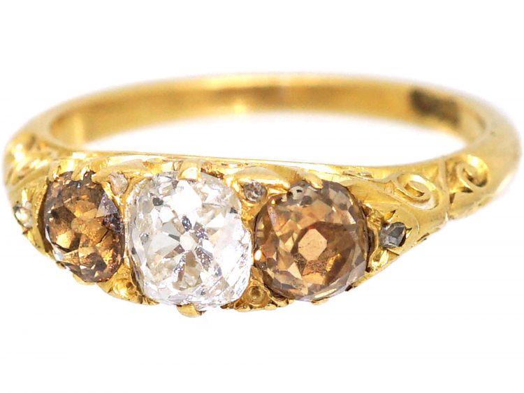 Victorian 18ct Gold, Three Stone Diamond Ring