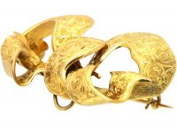 Victorian 15ct Gold Bow Brooch with Engraved Detail