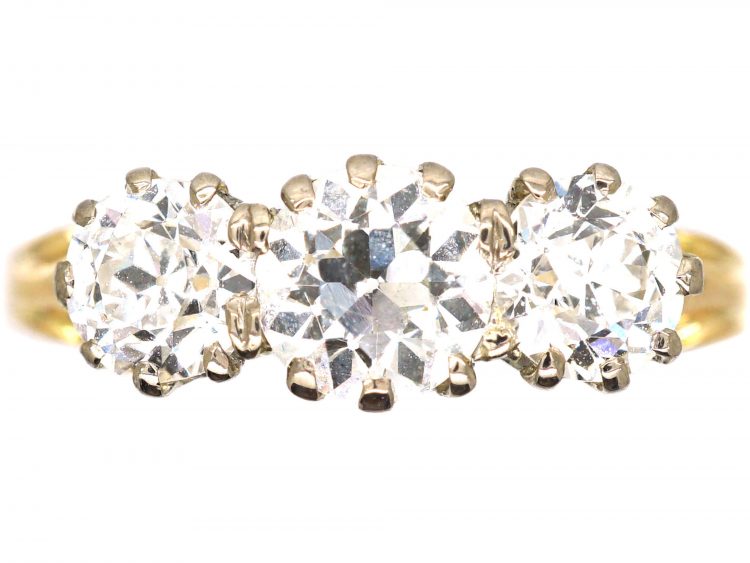 Edwardian 18ct Gold Three Stone Diamond Ring
