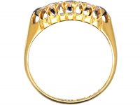 Edwardian 18ct Gold Sapphire & Diamond Boat Shaped Ring