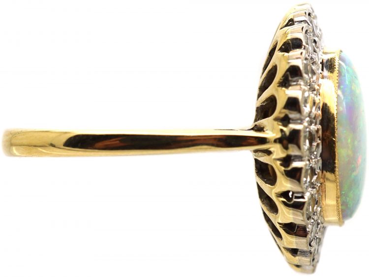Large 18ct Gold, Opal & Diamond Cluster Ring