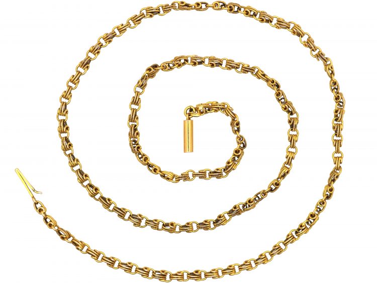 Edwardian 15ct Gold Ornate Chain with Barrel Clasp
