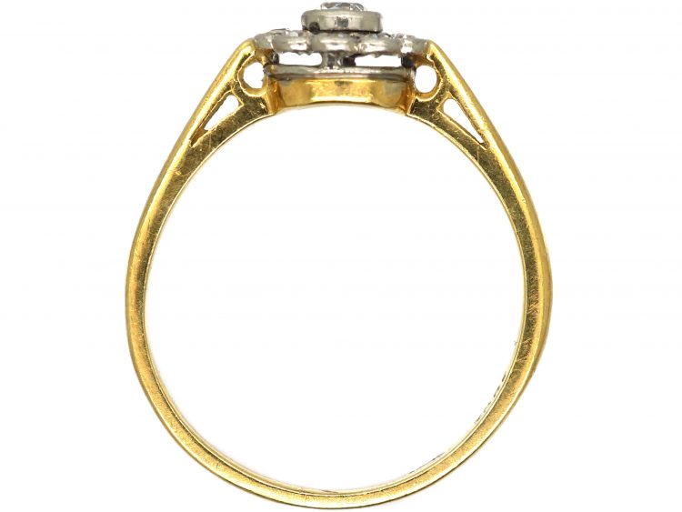 Edwardian 18ct Gold & Platinum, Diamond Daisy Cluster Ring