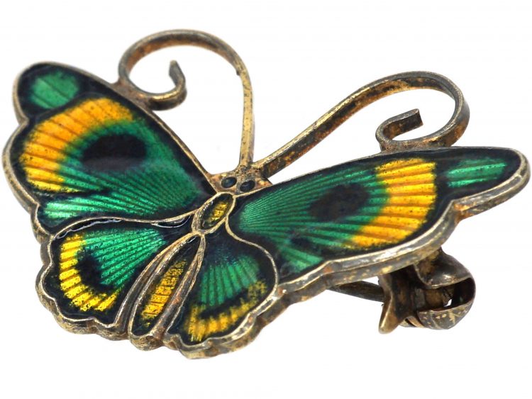 Silver & Enamel Butterfly Brooch by David Andersen