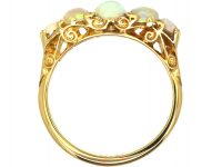 Edwardian 18ct gold and Five Stone Precious Opal Ring