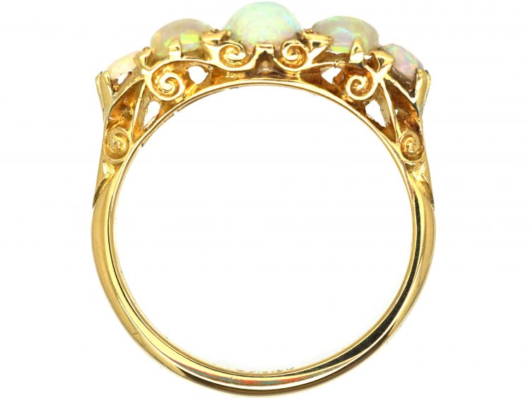 Edwardian 18ct gold and Five Stone Precious Opal Ring