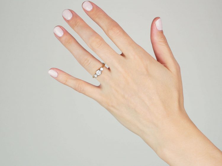 Edwardian 18ct Gold and Platinum Diamond Three Stone Ring