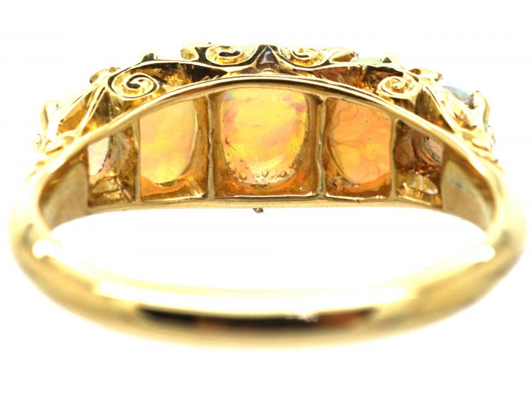 Edwardian 18ct gold and Five Stone Precious Opal Ring