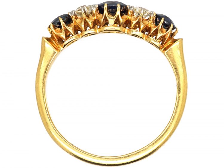 Edwardian 18ct Gold, Sapphire & Diamond Five Stone Ring