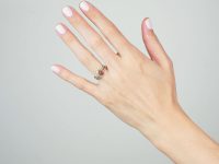 Art Deco Gold, Spinel and Rose Cut Diamond Wrap Around Ring