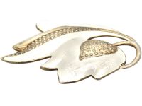 Silver & White Enamel Tulip Brooch by J Tostrup