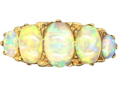 Edwardian 18ct gold and Five Stone Precious Opal Ring