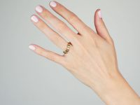 Victorian 18ct Gold Emerald and Diamond Ring with Square Mounts