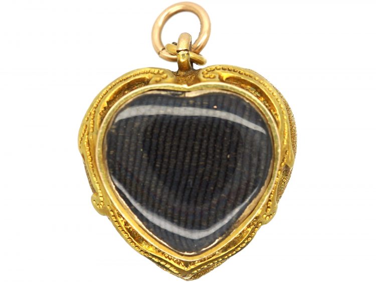 Regency 18ct Gold Heart Shaped Pendant set with Turquoise with Glazed Locket on the Reverse