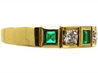 18ct Gold, Emerald & Diamond Seven Stone Ring