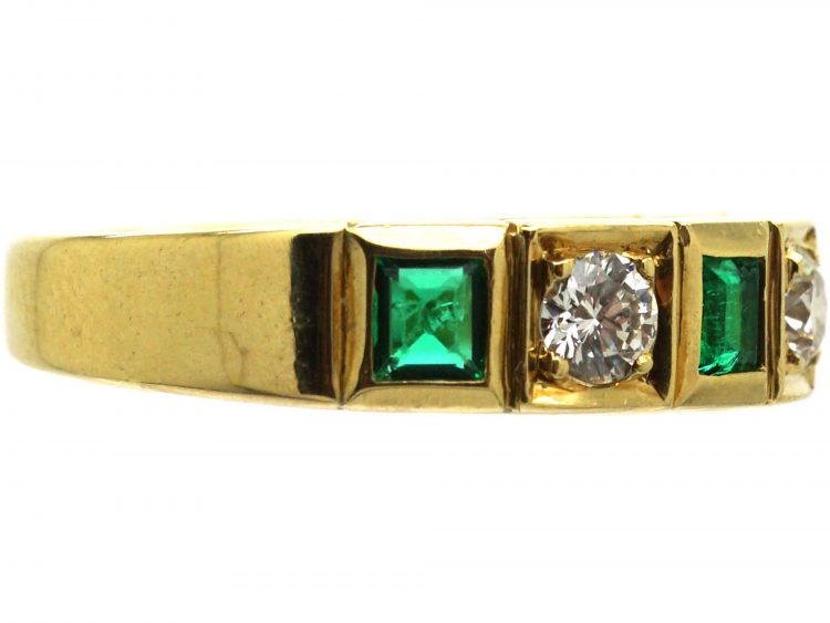 18ct Gold, Emerald & Diamond Seven Stone Ring