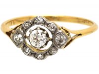 Edwardian 18ct and Platinum, Diamond Openwork Cluster Ring