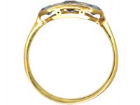 Art Deco 18ct Gold and Platinum, Sapphire and Diamond Plaque Ring