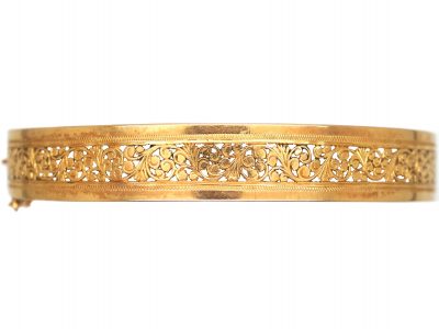 French Belle Epoch 18ct Gold Pierced Work Bangle