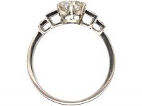 Art Deco Platinum, Diamond Solitaire Ring with Diamond Set Shoulders