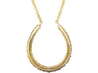 Diamond Set Horseshoe Pendant on 18ct Gold Chain