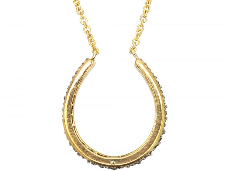 Diamond Set Horseshoe Pendant on 18ct Gold Chain