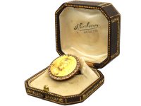 Art Nouveau 18ct Gold Brooch of a Lady set with Diamonds in Original Case