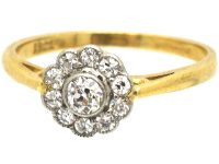 Edwardian 18ct Gold & Platinum, Diamond Daisy Cluster Ring