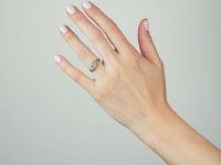 Victorian 18ct Gold, Three Stone Diamond Carved Half Hoop Ring