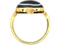 18ct Gold Heart Shaped Ring set with Banded Sardonyx