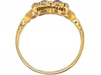 Edwardian 18ct Gold, Ruby and Diamond Conjoined Double Cluster Ring