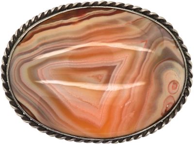 Victorian Silver & Fortress Agate Brooch