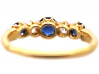 Edwardian 18ct Gold, Sapphire & Diamond Five Stone Ring