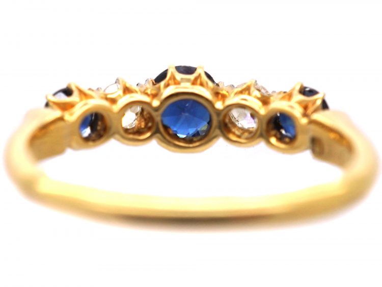 Edwardian 18ct Gold, Sapphire & Diamond Five Stone Ring