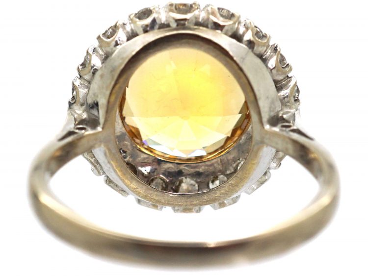 18ct White Gold, Large Topaz and Diamond Cluster Ring