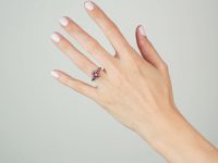 Edwardian 18ct Gold, Ruby and Diamond Cluster Ring