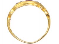 Edwardian 18ct Gold, Burma Ruby and Diamond Scroll Ring