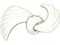 Norwegian Silver & White Enamel Bow Brooch by Elvic & Co