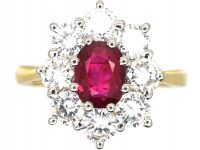18ct Gold, Ruby & Diamond Cluster Ring