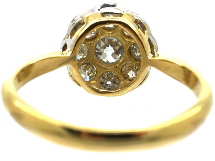 Edwardian 18ct Gold & Platinum, Diamond Daisy Cluster Ring