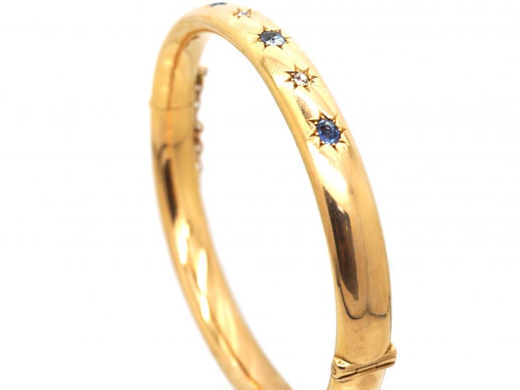 Edwardian 15ct Gold, Sapphire & Diamond Bangle