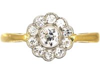 Edwardian 18ct Gold & Platinum, Diamond Daisy Cluster Ring