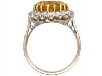 18ct White Gold, Large Topaz and Diamond Cluster Ring