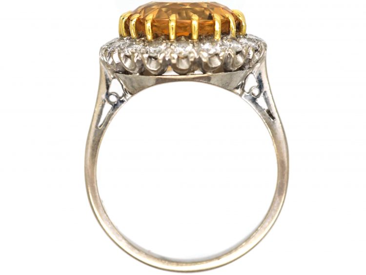 18ct White Gold, Large Topaz and Diamond Cluster Ring