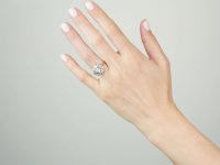 Edwardian 18ct Gold Large Rub Over Set Diamond Daisy Cluster Ring