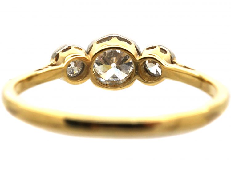 Edwardian 18ct Gold and Platinum Diamond Three Stone Ring