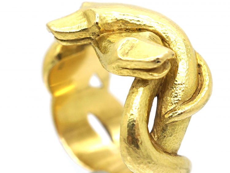 18ct Gold Sculptural Double Snake Ring